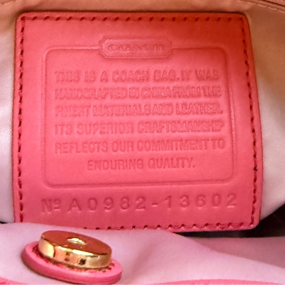 COACH | Cricket Leather Satchel, White with Coral Trim (2009) #13602 - Picture 8 of 17